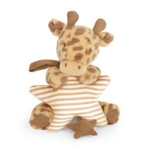 Discover the charming 18cm Keeleco Huggy Giraffe Musical, a lovely companion for little ones. This delightful giraffe is thoughtfully crafted from Keeleco's 100% recycled materials, offering a sustainable and eco-conscious choice. Its wonderfully soft plush fur and friendly embroidered face make it perfect for comforting cuddles.

This adorable giraffe holds a sweet striped star and features a gentle musical function, ideal for soothing babies to sleep or providing a calming presence during playtime. A small, accompanying star adds an extra touch of cuteness. Supplied by Keel Toys in single packs, this musical giraffe combines appealing design with environmental responsibility, making it a popular gift option.