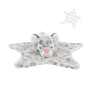 Introduce little ones to the wild with the adorable 32cm Keeleco Baby Snuggles Snow Leopard Blanket from Keel Toys. This super soft comfort blanket features a charming snow leopard head and a star-like body, perfect for tiny hands to grasp and cuddle. Its gentle grey and white spotted design makes it a stylish addition to any nursery. Crafted with care, this snuggly companion offers endless comfort and warmth, making it an ideal gift for newborns and toddlers. A truly delightful friend for playtime and naptime, designed to be cherished.