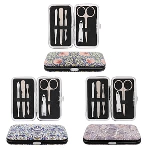 Introduce a touch of timeless elegance to your beauty collection with our William Morris Manicure Set. This exquisite set features three assorted iconic William Morris designs, bringing classic artistry to everyday essentials. Each compact and stylish case opens to reveal a comprehensive array of high-quality stainless steel tools, including nail clippers, scissors, and various cuticle pushers, ensuring a perfect manicure or pedicure on the go.

Ideal for personal pampering or as a thoughtful gift, these portable sets are perfect for travel, handbags, or simply keeping your nails in pristine condition at home. With a pack size of 1x12, you'll receive a delightful assortment of these beautifully patterned sets, ready to charm your customers. Supplied by Lesser and Pavey Ltd, these sets combine practicality with unparalleled aesthetic appeal.