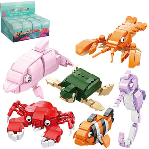 Dive into an ocean of building fun with our Mini Bricks Sea Life collection! This wholesale pack from Lesser and Pavey Ltd brings you 12 assorted boxes, perfect for captivating young builders. Each box contains a delightful mini brick model of a sea creature, with 6 unique designs to discover and collect.

Children will love assembling their very own charming pink dolphin, vibrant orange lobster, majestic green turtle, feisty red crab, playful clownfish, or elegant purple seahorse. These engaging sets are ideal for encouraging creativity, fine motor skills, and imaginative play. With the clear "Collect Them All" message, these popular toys are sure to be a hit in your store. Stock up on these fantastic mini brick sets and watch them swim off your shelves!