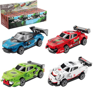 Rev up your toy selection with our thrilling Mini Bricks Cars 4 Asstd! Supplied by Lesser and Pavey Ltd, this exciting collection brings together four distinct, vibrant race car designs that are sure to capture attention.

Each set allows young builders to construct their very own detailed mini sports car, complete with a cool spoiler – choose from a sleek blue, a fiery red, a zesty green, or a classic white. These engaging brick sets offer hours of creative fun and result in fantastic display models.

Presented in a convenient 1x12 display pack, these Mini Bricks Cars are perfect for impulse buys and encouraging repeat custom. They're an ideal addition for any toy store, gift shop, or novelty section, promising endless building and racing adventures for children.