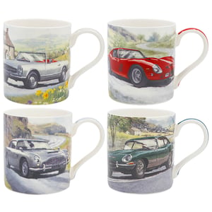 Rev up your retail offering with this magnificent set of Classic Cars Mugs from Lesser and Pavey Ltd! This delightful 4-assorted pack brings together four iconic vintage automobiles, each beautifully illustrated on its own high-quality ceramic mug.
Car enthusiasts and collectors alike will adore these stunning designs, featuring legendary vehicles like a sleek silver convertible, a powerful red sports car, a sophisticated grey grand tourer, and a timeless green coupe, all set against picturesque backdrops. Perfect for enjoying a morning brew or as a charming display piece, these mugs add a touch of nostalgic elegance to any home or office. Supplied in a convenient 1x4 pack, they make an ideal gift or a fantastic addition to your homeware collection. Drive sales with these truly classic designs!