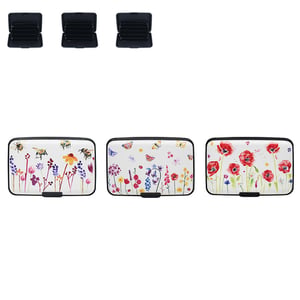 Introduce a blend of security and style to your retail offering with our RFID Blocking Debit & Credit Card Holders. These essential accessories are designed to protect sensitive card information from electronic theft, giving your customers peace of mind. Each holder features a durable, compact design with internal slots to keep cards organised and easily accessible.

This assorted pack includes three charming designs to appeal to diverse tastes: a vibrant wildflower meadow with busy bees, a whimsical scene of butterflies fluttering among blossoms, and a striking display of red poppies. Perfect for everyday use, these card holders are both practical and fashionable. Available in a convenient pack of 1x12 from Lesser and Pavey Ltd, they make an ideal impulse buy or thoughtful gift.