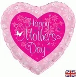 Celebrate Mother's Day in style with our delightful 18" Butterfly Heart Mothers Day foil balloon! This charming heart-shaped balloon features a soft pink background adorned with delicate white flowers, framing a vibrant fuchsia heart. "Happy Mothers Day" is elegantly scripted in the centre, surrounded by pretty butterflies and floral accents.

Perfect for adding a touch of love and warmth to any Mother's Day celebration or gift. Supplied individually, these eye-catching balloons are ready to inflate and bring a smile to every mum's face. A truly lovely addition to your seasonal stock!