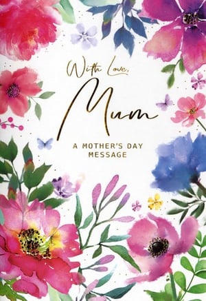 Celebrate Mum with this exquisite Mother's Day card from Simon Elvin. This beautiful design features a vibrant watercolour floral arrangement, bursting with shades of pink, purple, and blue, complemented by delicate butterflies. The heartfelt message "With Love, Mum" is elegantly presented in a shimmering gold script, making it a truly special way to show appreciation. Below, "A Mother's Day Message" clearly indicates its purpose. Perfect for retail, these charming cards come in a convenient pack of 6, ready to delight your customers looking for that perfect sentiment. Offer a touch of floral elegance this Mother's Day.