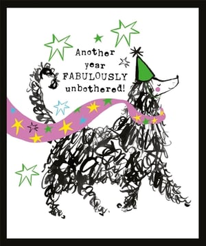 Celebrate another year of fabulous unbotheredness with this charming birthday card from Nigel Quiney Publications! Featuring a wonderfully shaggy dog in a vibrant party hat and a starry sash, this card perfectly captures a carefree spirit.
The playful illustration and bold text, "Another year FABULOUSLY unbothered!", make it an ideal choice for any female recipient who embraces life with confidence and a touch of sass. This Open Birthday Female card is sure to bring a smile. Stock up on these delightful cards, available in convenient packs of 6, and offer your customers a truly unique way to send birthday wishes.