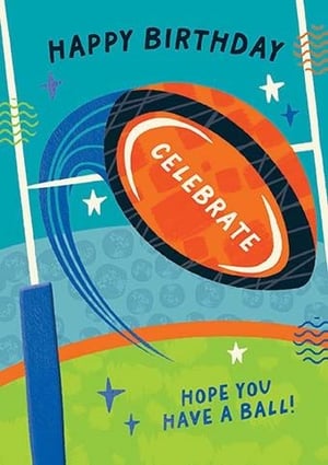 Score a try with our 'Open Birthday Male' card, a brilliant addition from Paper Rose! This eye-catching birthday card features a vibrant rugby theme, ideal for any sports enthusiast. The dynamic design shows a rugby ball mid-flight through goalposts, accompanied by the cheerful messages 'HAPPY BIRTHDAY' and 'CELEBRATE', plus a fun 'HOPE YOU HAVE A BALL!'. With its bold colours and energetic feel, it's a popular choice for male birthdays. Supplied in a convenient pack of 6, these cards are ready to enhance your greeting card selection and delight your customers.