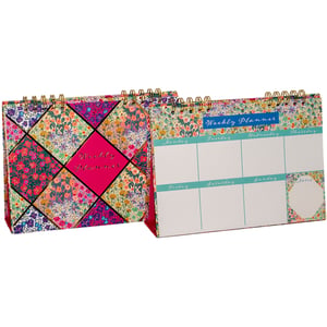Bring a burst of beautiful blooms to any desk with our Liberty Garden Weekly Desk Planner! From Partisan Products Ltd., this delightful planner features a stunning floral patchwork design, inspired by classic Liberty prints, that's sure to brighten any workspace.
The practical weekly layout provides dedicated spaces for Monday through Sunday, plus a handy notes section, making organisation a breeze. Its sturdy gold spiral binding and convenient desk stand format ensure it's always ready to help you stay on top of tasks. Sold individually, this charming and functional planner is a perfect addition to any stationery collection or as a thoughtful gift. Add a touch of floral elegance to your customers' daily planning.