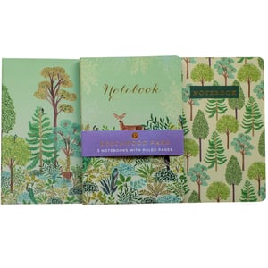 Invite a touch of nature into everyday note-taking with our beautiful 3 Beechwood Park A5 Notebooks. This charming set features three distinct designs, each inspired by the tranquil beauty of a woodland park. Discover elegant deer, colourful peacocks, and a variety of lush trees and foliage across the covers. Perfect for capturing thoughts, plans, or creative ideas, each A5 notebook is filled with practical ruled pages. The gentle green and natural colour palette, combined with detailed illustrations, makes these notebooks a pleasure to use. Presented as a single pack of three, they offer both functionality and a lovely aesthetic, making them an ideal addition to any stationery collection.