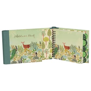 Introduce the Beechwood Park Address Book, a truly charming addition from Partisan Products Ltd. This delightful address book features an enchanting woodland design, showcasing graceful deer, elegant peacocks, and a variety of birds amidst lush trees and foliage. The serene green palette and intricate illustrations create a beautiful aesthetic that will appeal to any nature lover. Designed for practicality, it boasts a durable spiral binding for easy page turning and clearly labelled alphabetical tabs (A-Z) to effortlessly organise contacts. Ideal for keeping cherished addresses and phone numbers in one beautiful place, this single-pack address book is a thoughtful and stylish stationery essential.