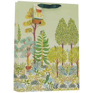 Present your gifts in style with our enchanting Extra Large Beechwood Park Gift Bag. This beautiful bag features a delightful woodland scene, teeming with lush green trees, charming deer, a majestic peacock, and various birds, all rendered in a lovely illustrative style. The serene forest design, with its rich greens and earthy tones, creates a truly special presentation for any occasion.
Crafted for convenience and elegance, this extra-large bag comes with sturdy dark green ribbon handles and a coordinating deer-themed gift tag, adding a thoughtful finishing touch. Perfect for larger presents, it's an ideal choice for customers seeking a unique and high-quality gift wrapping solution. Available in a convenient pack size of 1x6 from Partisan Products Ltd.