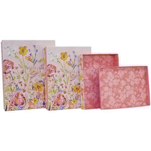 Add a touch of floral elegance to your retail offering with our Saffron 3 Nested Shirt Boxes from Partisan Products Ltd. This delightful set features three beautifully designed boxes, perfect for presenting gifts or stylish storage. Each box boasts a vibrant, painterly floral pattern on a soft pink background, while the interiors reveal a charming, more subtle pink floral print. The nested design means they store away neatly when not in use, offering both beauty and practicality. Ideal for shirts, accessories, or any special gift, these boxes are sure to impress your customers. Sold as a single set, they're ready to brighten any occasion.