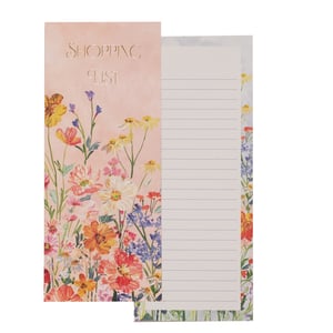 Make your shopping trips a joy with our beautiful Saffron Shopping List! From Partisan Products Ltd., this delightful pad features a vibrant, painterly floral design on a soft, blush pink background. The elegant "SHOPPING LIST" title is beautifully embossed, adding a touch of sophistication.
Each page is thoughtfully lined, providing ample space to neatly jot down all your essentials, ensuring you stay perfectly organised. The charming wildflower artwork continues subtly on the reverse, creating a cohesive and appealing look. Perfect for brightening up any kitchen or handbag, this single-pack shopping list is a must-have for anyone who appreciates pretty and practical stationery.