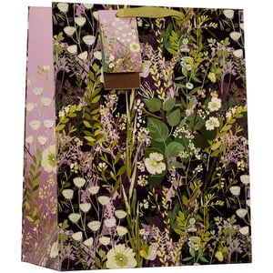 Introduce a touch of natural elegance to your gift-giving collection with our Large Hedgerow Gift Bag from Partisan Products Ltd. This stunning bag features a rich, intricate botanical design, reminiscent of a vibrant wild garden. Lush green foliage and delicate white and cream flowers stand out beautifully against a deep, sophisticated background, complemented by a soft lavender side panel.
Each bag comes complete with a matching gift tag and a luxurious ribbon handle, adding an extra touch of charm. Perfect for a wide array of occasions, from birthdays to celebrations, this versatile gift bag is sure to delight recipients. Available in a convenient pack of 6.