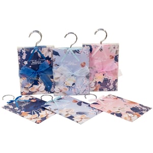 Introduce your customers to the delightful world of Zara Hanging Sachets! These beautifully designed sachets are perfect for adding a touch of freshness and elegance to any space. Each retail unit is a convenient 4-pack, offering excellent value and long-lasting fragrance.

Your wholesale order includes 12 of these charming 4-packs, featuring a lovely assortment of three distinct floral designs and scents: classic