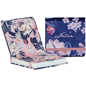 Discover the enchanting Zara Mini Jotter, your stylish new essential for capturing ideas wherever you go. From Partisan Products Ltd, these delightful jotters come in two captivating floral designs, each bursting with vibrant botanical beauty. Choose a soft pink background with elegant white and blue blooms, or a sophisticated navy cover adorned with delicate cherry blossoms and magnolias, complete with a charming 'Notes' script. Each Zara Mini Jotter features a convenient elastic closure to keep your pages neat and secure. Perfectly compact and wonderfully chic, it's ideal for jotting down thoughts, lists, or daily reminders. Elevate your everyday with a touch of floral elegance!