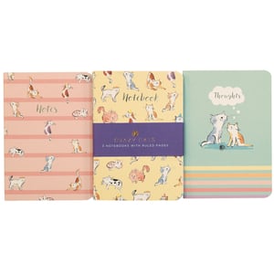 Introduce a touch of feline fun to your stationery collection with our delightful '3 Crazy Cats A6 Notebooks'. This charming set features three unique designs, each bursting with personality. Perfect for cat lovers, these A6 notebooks come with ruled pages, making them ideal for jotting down notes, daily thoughts, or creative ideas.
You'll find a playful pink striped notebook adorned with various cat antics, a sunny yellow one covered in more adorable feline friends, and a calming mint green notebook showcasing two sweet cats sharing their 'Thoughts'. Sold as a single pack, these notebooks are a fantastic addition to any desk or a thoughtful gift. Bring some purr-fect charm to your customers' everyday writing!