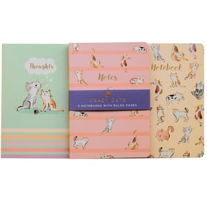 Bring a purr-fect touch of charm to your stationery collection with our delightful 3 Crazy Cats A5 Notebooks! This adorable set, brought to you by Partisan Products Ltd, is designed to capture hearts and inspire creativity.
Each A5 notebook features a unique and utterly charming cat-themed design. From the thoughtful felines on the pastel green 'Thoughts' notebook to the playful, party-hat-wearing 'Crazy Cats' adorning the pink striped 'Notes' and cream 'Notebook' covers, there's a design for every mood.
With ruled pages inside, they're ideal for jotting down ideas, daily notes, or simply sketching your next masterpiece. Sold in single packs, these notebooks are a fantastic addition to any retail offering, sure to be a hit with cat enthusiasts and stationery lovers alike. Get ready to add some feline fun to your shelves!