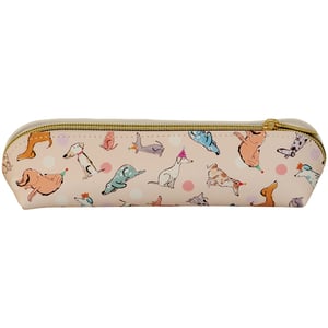 Add a touch of playful charm to your everyday essentials with the Small Barney & Friends Pencil Case! This delightful case features an adorable pattern of various dogs, many sporting festive party hats, set against a soft pink background with subtle polka dots. It's perfect for dog lovers and anyone who appreciates fun, quirky stationery. Ideal for keeping pens, pencils, or other small treasures neatly organised, its compact and practical design makes it a fantastic addition to any school bag, desk, or handbag. A truly cheerful way to store your essentials!