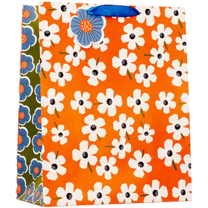 Make every gift extra special with our Large Bold Floral Gift Bag! This eye-catching bag features a vibrant orange background adorned with a cheerful pattern of white, stylised flowers and subtle green stems. The contrasting side panels showcase a delightful design of blue flowers on a rich olive green, adding an extra touch of charm.
Finished with sturdy blue ribbon handles and a sweet blue floral tag, this large gift bag is perfect for presenting a wide range of presents. Its bold and contemporary design is sure to bring a smile to any recipient's face.
Available in a convenient pack of 6, these high-quality gift bags from Partisan Products Ltd are a must-have for any retailer looking to offer stylish and memorable packaging solutions.