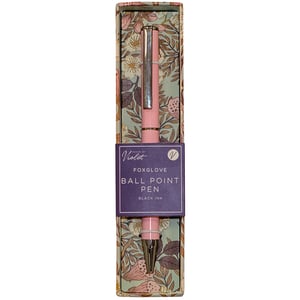 Introduce a touch of elegance to your stationery range with the Foxglove Single Pack Pen, designed by Violet. This lovely pink ballpoint pen features smart silver accents, offering both style and practicality. Each pen comes beautifully presented in a decorative box, adorned with a delicate floral pattern that complements its soft hue. Providing a smooth writing experience with black ink, it's perfect for everyday notes, journaling, or as a thoughtful gift. The attractive packaging and appealing design make this pen a desirable item for your customers. Available in a convenient pack of 6, these pens are ready to enhance your retail collection.