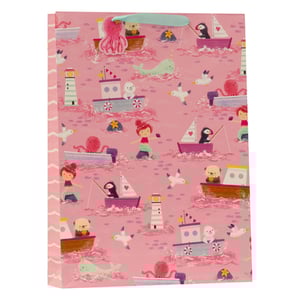 Dive into a world of charm with our Extra Large Ahoy There Pink Gift Bag! This delightful bag showcases an adorable nautical scene, brimming with friendly mermaids, playful octopuses, and cute sea creatures like puffins, seals, and narwhals. They all sail across a whimsical pink ocean, dotted with charming boats and lighthouses.

Its generous extra-large size makes it perfect for holding a variety of presents, ensuring your gifts make a splash. Ideal for birthdays, baby showers, or any special occasion, this vibrant bag is sure to capture hearts. Available in handy packs of six, it’s a wonderful choice for retailers looking to offer a unique and cheerful gift-wrapping solution.