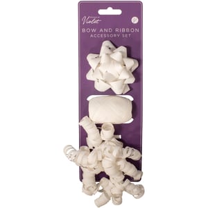 Elevate your customers' gift-wrapping game with our charming 3 White Bow And Cop Set! This versatile accessory pack is a must-have for any occasion, offering a complete solution for beautifully presented gifts.
Each set features a classic white star bow, a generous spool of coordinating flat ribbon, and a playful bunch of curly ribbon. The crisp white colour ensures these accessories complement any wrapping paper or theme, adding a touch of elegance and fun.
Supplied by Partisan Products Ltd. in a convenient 1x12 pack size, these sets are perfect for retailers looking to offer quality and variety. Help your customers create stunning presents with ease!