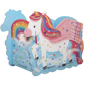Add a sprinkle of magic to your retail offering with our enchanting Large Unicorn Gift Box from Partisan Products Ltd. This delightful box features a majestic white unicorn, complete with a flowing rainbow mane, sparkling pink wings, and a whimsical tail, all set against a backdrop of fluffy clouds, a vibrant rainbow, and twinkling stars.

Perfect for making any gift extra special, or for storing precious keepsakes, this eye-catching box is sure to captivate customers of all ages. Its sturdy design ensures durability, while the colourful artwork brings a touch of fantasy to any room. Stock up on this must-have item! Available in a convenient pack size of 1x4.