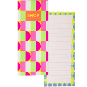 Get ready to add a splash of fun to your customers' shopping routine with our vibrant Pop Shopping List from Partisan Products Ltd! This eye-catching pad is designed to stand out, featuring a bold, geometric pattern in an energetic mix of neon pink, bright green, sunny yellow, and zesty orange. The front cover proudly displays 'SHOP' in a playful font, inviting users to get organised in style.
Inside, you'll find plenty of lined pages, perfect for jotting down groceries, errands, or wish lists. The sturdy backing also boasts a complementary colourful design, making this more than just a functional item – it's a statement piece. Supplied as single units, the Pop Shopping List is an irresistible impulse buy, perfect for brightening up any stationery display. Offer your customers a truly unique and cheerful way to tackle their to-do lists!