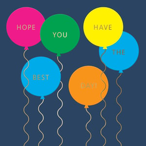 Introduce a burst of colour to your greeting card display with our 'Open Birthday Male' card from Second Nature. This delightful design features a playful arrangement of six vibrant balloons, each carrying a golden word to spell out the heartwarming message: 'HOPE YOU HAVE THE BEST DAY!'.
The rich, dark background makes the cheerful pink, green, yellow, blue, and orange balloons truly pop, creating an eye-catching card that's sure to stand out. Ideal for celebrating any male's birthday, this uplifting design is perfect for conveying warm wishes. Available in a convenient pack of 6, it's a fantastic addition to your retail collection, offering quality and charm from a trusted supplier.