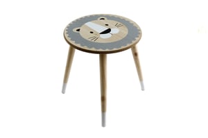 Introduce a roar-some touch to any child's space with our delightful 44x39cm Lion Wooden Table. This charming piece features a friendly lion's face, beautifully painted on a natural wood tabletop, complete with a stylish grey mane and playful whiskers. The sturdy wooden legs are finished with chic white tips, adding a contemporary flair to its natural design. Perfectly sized for little ones, it serves as an ideal spot for creative play, reading, or even as a fun stool. Each table is supplied individually, making it a wonderful addition to any children's furniture range.
