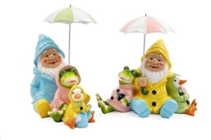 Brighten up any garden or home with our delightful 26.5cm Gnome, Frog & Duck Deco! These charming figurines capture the joy of a rainy day, featuring two distinct designs.
One gnome, dressed in cheerful blue, shelters a friendly frog and a little duck under a green and white umbrella. The other, in sunny yellow, shares a pink and white umbrella with a frog and a sweet bird. Each character is beautifully detailed and full of personality, ready to bring a smile to anyone who sees them.
Perfect for adding a whimsical touch to outdoor spaces or indoor displays, these decorative pieces are sure to be a popular choice. Sold in a convenient pack of two, you'll receive one of each lovely design. A fantastic addition to any gift shop or garden centre!