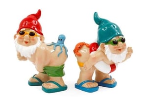 Bring a wave of laughter to any garden or home with our fantastic 18cm Ocean Bottom Gnomes! This playful pair arrives in a convenient pack of two, ready to add a unique touch to your retail offering. Each gnome is perfectly dressed for a day at the beach, sporting colourful hats, cool sunglasses or goggles, and even a little sea friend – one with a cheeky octopus, the other with a fun-loving crab. Their distinctive 'bottoms-up' pose is guaranteed to capture attention and spark conversation. Crafted with charming detail, these quirky characters are an absolute must-have for customers seeking fun and unusual garden decor or novelty gifts. Stock these delightful gnomes and watch them make a splash with your shoppers!