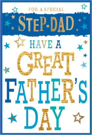 Celebrate a wonderful Step-Dad this Father's Day with this vibrant greeting card from Simon Elvin. Featuring a heartfelt message, 'FOR A SPECIAL STEP-DAD HAVE A GREAT FATHER'S DAY', the design combines bold blue and shimmering gold lettering for a truly eye-catching look. Playful stars in various shades of blue and gold add a touch of sparkle, making it a perfect way to show appreciation. This card is ideal for retailers looking to offer a thoughtful option for customers celebrating their step-fathers. Available in a convenient wholesale pack of 6, ensuring you're well-stocked for the occasion.