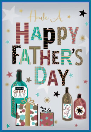 Help your customers celebrate Father's Day with this vibrant "Open Fathers Day" card from Simon Elvin. This eye-catching design features a cheerful "Have A Happy FATHER'S DAY" message, presented in an array of modern, patterned letters. The card is adorned with festive stars, stylish bottles, and gift box illustrations, all in a contemporary palette of teal, gold, and maroon tones. It's a fantastic choice for any dad, offering a fresh and celebratory feel. Each pack contains 6 cards, making it simple for retailers to stock up on this popular design and offer a truly special way for customers to show their appreciation.