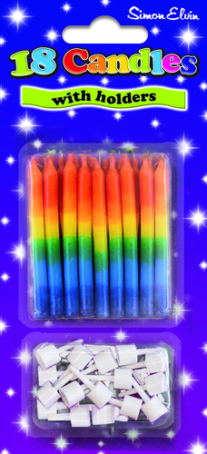 Add a burst of joy to any celebration with our 18 Rainbow Candles With Holders, proudly supplied by Simon Elvin. Each retail pack features 18 vibrant candles, beautifully transitioning through the colours of the rainbow – from fiery red to cool blue – making every birthday cake a showstopper. Designed for convenience, each set also includes sturdy white holders, ensuring easy placement and a clean display. These eye-catching candles are an absolute essential for any partyware collection, perfect for birthdays, anniversaries, and all festive occasions. Available in a handy wholesale pack of 6 individual retail units, these popular candles are ready to brighten your customers' special moments. Stock up today and let the colours shine!