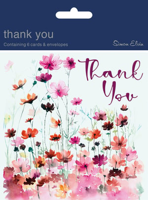 a thank you card with gold butterflies on a pink background
