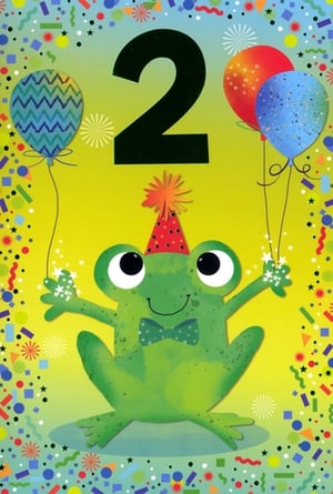 Celebrate a special little one's second birthday with this delightful card! Our 'Age 2 Male' design features a charming, party-ready frog, complete with a festive hat and bow tie, surrounded by colourful confetti and bright balloons. The prominent number '2' makes it clear this card is perfect for a boy turning two. With its vibrant colours and cheerful character, it's sure to bring a smile to any birthday boy's face. Supplied by Simon Elvin, these cards come in a convenient pack of 6, making them an ideal addition to your greeting card selection. A truly lovely choice for a memorable milestone!