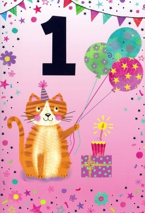 Mark that magical first birthday with this utterly charming Age 1 Female card! Designed by Simon Elvin, this delightful card features an adorable tabby cat, complete with a party hat, playfully holding a bunch of vibrant balloons. The cheerful pink background is sprinkled with colourful confetti, stars, and sweet little flowers, setting a wonderfully festive scene. A sparkling cupcake and a beautifully wrapped gift add to the celebratory feel, making it the perfect choice for a baby girl's milestone first birthday. Stock up with our convenient pack of 6 and help your customers celebrate this special occasion in style!
