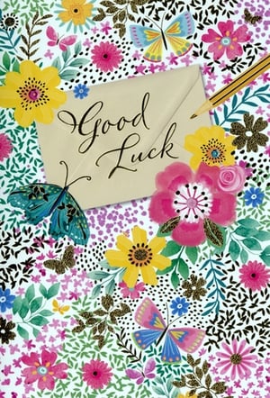 Wish your customers the very best with our delightful 'Good Luck' cards from Simon Elvin. This charming design features a vibrant array of colourful flowers and elegant butterflies, all set against a cheerful backdrop. The central envelope proudly displays a beautifully scripted 'Good Luck' message, making it perfect for a wide range of occasions – from exams and new jobs to fresh starts and exciting adventures.
With delicate gold accents adding a touch of sparkle, this card is sure to stand out. Stock up on this popular choice, available in a convenient pack of 6, and help your customers share their heartfelt good wishes in style.