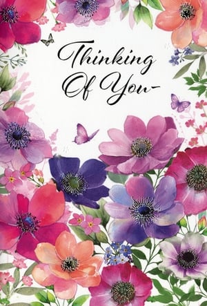 Send a heartfelt message with these beautiful 'Thinking Of You' cards from Simon Elvin. Featuring a delightful watercolour illustration, these cards are adorned with a vibrant array of flowers in shades of pink, purple, and orange, all elegantly framed by lush green leaves. Delicate butterflies flutter around the central "Thinking Of You" script, adding a charming touch.
Perfect for expressing sympathy, friendship, or simply letting someone know they're in your thoughts, these cards are sure to be appreciated. Each pack contains 6 cards, making them a wonderful addition to your retail offering. A timeless way to show you care.