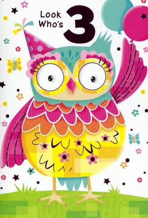 Celebrate a special third birthday with this adorable card from Simon Elvin! This charming design features a vibrant, cartoon-style owl, complete with a festive party hat and big, friendly eyes. The cheerful 'Look Who's 3' message is perfectly complemented by colourful balloons, butterflies, and scattered flowers, making it an ideal choice for any little girl turning three. The bright pink, yellow, and teal palette creates a truly eye-catching card. Available in a convenient pack of 6, these delightful cards are a must-have for your retail offering. Help your customers share joy with this lovely birthday greeting!