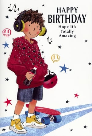 Celebrate a special day with this vibrant "Open Birthday Male" card from Simon Elvin. Featuring a cool young boy sporting headphones, a red hoodie, and a skateboard, this card captures a fun, energetic vibe perfect for sons, grandsons, nephews, or friends. The lively illustration is adorned with stars and musical notes, making it an eye-catching choice. Inside, the message "HAPPY BIRTHDAY Hope It's Totally Amazing" is sure to bring a smile. This popular design is available in a convenient pack of 6, offering your customers a fantastic option for the modern boy in their life.
