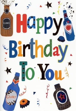 Introduce a splash of fun to your greeting card display with the 'Open Birthday Male' card from Simon Elvin. This lively design is perfect for celebrating any man's special day, featuring an exciting array of colourful beverage bottles, playful confetti, and shimmering stars. The bold 'Happy Birthday To You' message pops with its vibrant, multi-coloured lettering and varied patterns. It's a truly cheerful and engaging card that's sure to catch the eye of your customers. Supplied in a convenient pack of 6, this popular choice is a must-have for any retailer looking to offer a bright and celebratory option. A fantastic addition to your birthday card collection!