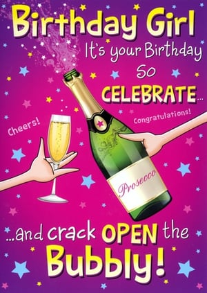 Boost your birthday card selection with our delightful 'Open Humorous' card from Simon Elvin. Designed for the 'Birthday Girl' who loves to 'CELEBRATE' in style, this vibrant card features a fun illustration of Prosecco being popped and poured. Its cheerful message, including 'Cheers!' and 'Congratulations!', makes it the perfect choice for wishing someone a fantastic day. This eye-catching design is sure to stand out on your shelves. Available in a convenient 1x6 pack, it's an essential addition for retailers looking to offer a popular and celebratory option. Help your customers 'crack OPEN the Bubbly!' for their loved ones.