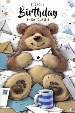 Brighten any birthday with this utterly charming 'Open Birthday Male' card from Simon Elvin. This delightful design features a super cute teddy bear, beaming with happiness, nestled amongst a comforting pile of letters and a cosy striped mug. The warm message "IT'S YOUR Birthday ENJOY YOURSELF" perfectly complements the inviting scene, making it an ideal choice for male recipients of all ages.
The intricate illustration and friendly character ensure this card will stand out on your shelves. Offer your customers a truly heartwarming option that promises to bring joy to every celebration. Available in convenient packs of 6, it's a must-have for your birthday card selection.