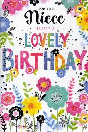 Brighten any Niece's birthday with this wonderfully vibrant card from Simon Elvin. Featuring a cheerful and colourful floral design, this card is sure to bring a smile to her face.
The eye-catching 'LOVELY BIRTHDAY' text, adorned with playful patterns in a rainbow of colours, stands out beautifully against the crisp white background. An array of charming flowers in shades of pink, yellow, blue, and black, complemented by fresh green leaves, frames the message, creating a truly celebratory feel.
Perfect for any Niece, this card offers a delightful way to send warm wishes. Available in a convenient pack of 6, it's an ideal addition to your greeting card selection.