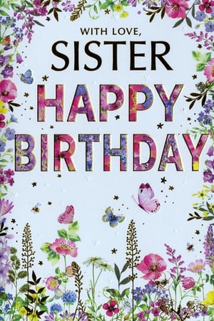 Celebrate a special sister with this enchanting birthday card from Simon Elvin. Adorned with a vibrant tapestry of wildflowers, delicate butterflies, and subtle gold foil accents, this card beautifully conveys warmth and affection. The heartfelt message, 'WITH LOVE, SISTER HAPPY BIRTHDAY', is presented in elegant typography, with the main birthday greeting featuring a charming floral pattern. Perfect for expressing love and appreciation, its cheerful design is sure to bring a smile. Stock up your shelves with this delightful card, available in a convenient pack of 6, ensuring you're ready for every customer looking for that perfect sisterly sentiment.
