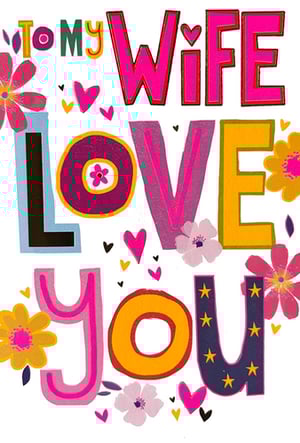 Show appreciation for that special someone with our delightful 'To My Wife Love You' card. This charming design features bold, colourful lettering, adorned with sweet hearts and pretty flowers, making it a truly eye-catching choice. Perfect for anniversaries, birthdays, or simply to express affection, its vibrant style is sure to bring a smile.

Supplied by the renowned Simon Elvin, you can trust in the quality and appeal of this card. Available in a convenient pack of 6, it’s an essential addition to your greeting card display, offering customers a heartfelt way to celebrate their wife. Stock up on this lovely design today!