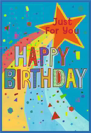 Brighten any birthday celebration with this vibrant 'Open Birthday Male' card from Simon Elvin. Featuring a dynamic design, this card bursts with colour, showcasing a bold orange star proclaiming 'Just For You' and playful, multi-coloured 'HAPPY BIRTHDAY' lettering. Confetti and stars dance across a cheerful blue background, creating an energetic and celebratory feel. Perfect for a wide range of male recipients, its eye-catching appeal is sure to stand out on any display. Each pack contains 6 cards, making it easy to keep your shelves stocked with this popular design. A truly cheerful choice for wishing someone a fantastic day!